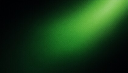 Obraz premium Dark green color gradient grainy background, illuminated spot on black, noise texture effect, wide banner size
