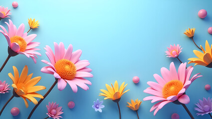 Title: Vibrant and Intricately Detailed 3D Flowers in a Variety

