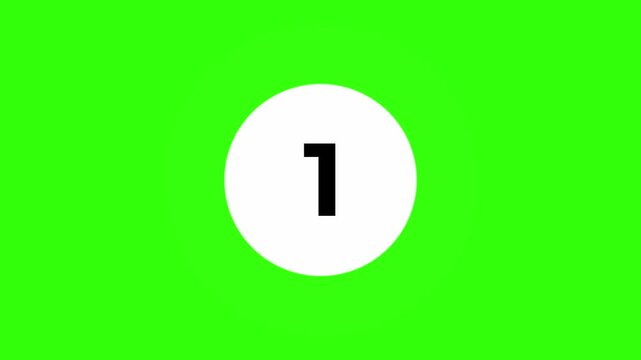 5-second countdown from 5 - 0 animation on green background