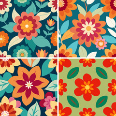 Fototapeta premium Fantasy Floral Seamless Pattern with Blooming Flowers 