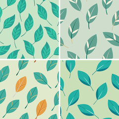 Leave stamp seamless pattern Watercolor leaves seamless vector pattern Line leaf background