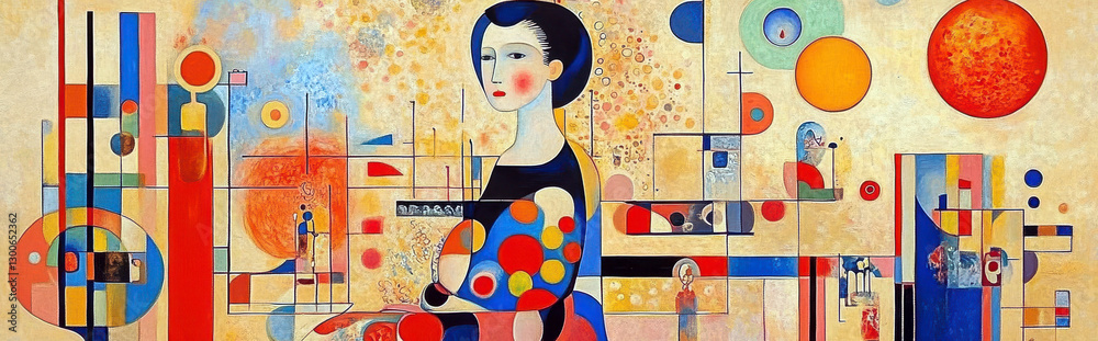 Aufkleber exploring the horizon of emotion through vivid shapes and colors in modern artistic expression