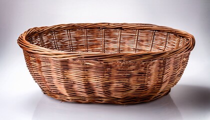 empty wicker basket isolated on transparent background