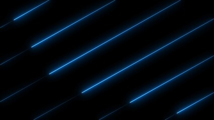 Fototapeta premium Animation bright neon royal blue color electric lines 4k illustration black background.