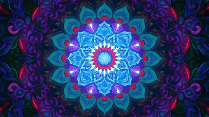 Design a richly detailed mandala-inspired background with intricate patterns and jewel tones.