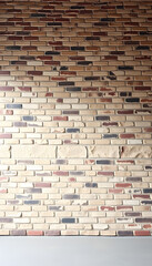 Beige old brick wall panorama, studio lighting. with white shades