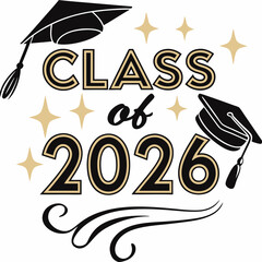 Class of 2026 Gold & Black Typography Logo