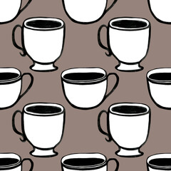 Obraz premium A beautifully stylized coffee cup pattern set against a neutral background, creating visual harmony