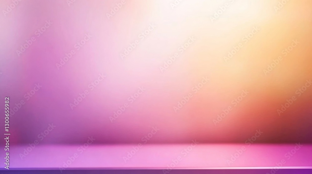 Poster a purple podium with smooth edges shines under a soft spotlight, set against a minimalist beige grad