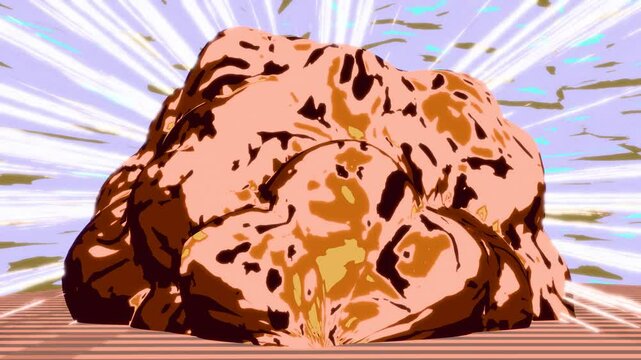 A looping animation that visualizes in a cartoon style the ground, dust, and wind that are generated when people, animals, cars, etc. move at high speed. created by 3D modeling cartoon shader effects.