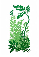 Fototapeta premium Impression Paper Cut Wind March Hello Green Plant Decorative Pattern