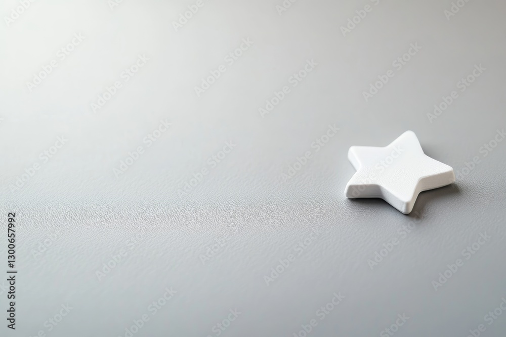 Aufkleber a close-up view of a minimalist white star icon against a matte gray surface, featuring soft shadows