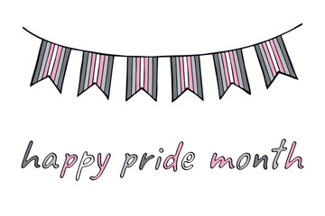Obraz premium Colorful garland Demigirl pride flag Happy pride day LGBTQIA community Pride Month Vector hand drawn doodle for posters, stickers, logo, cards