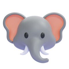 PNG 3D elephant emoji icon isolated on a white background