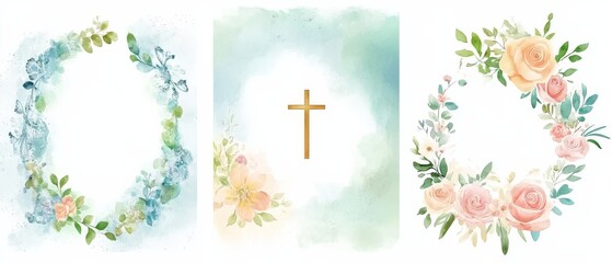 Adorable watercolor templates for Baptism invitations.