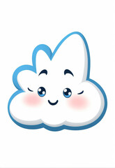 Original hand-drawn simple cartoon white cloud pouting expression for commercial use