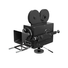 Perspective 3d render old movie camera