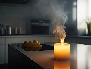 Candlelight serenity in a modern kitchen ambiance igniting mindful moments