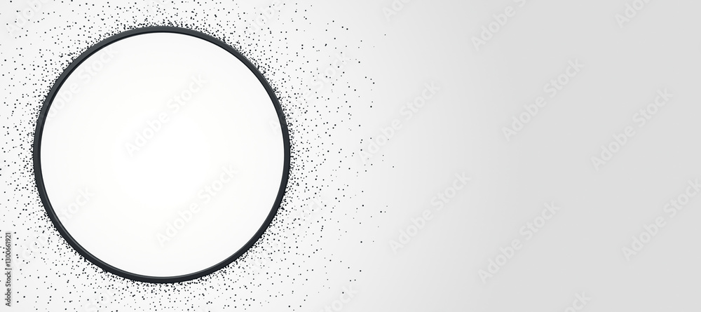 Leinwandbilder abstract circular frame with black particles on light grey background. 3d rendering