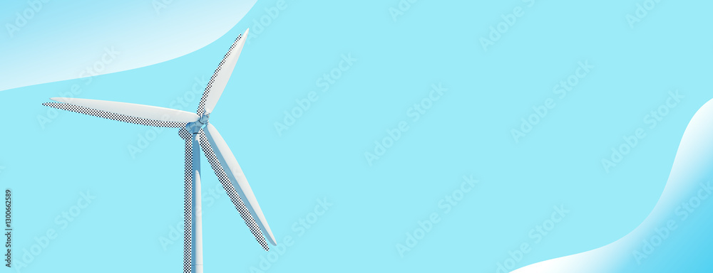 Poster Windmill on a light blue background. 3D Rendering