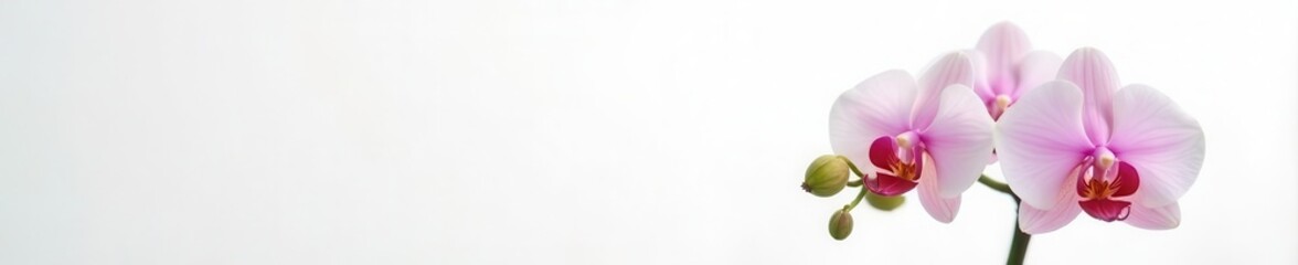 Obraz premium Delicate single orchid blossom, pristine white background , picture, simple
