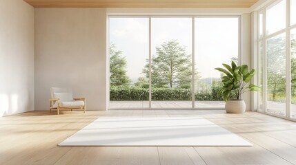 Fototapeta premium Comfortable workout space ideal for yoga and meditation.