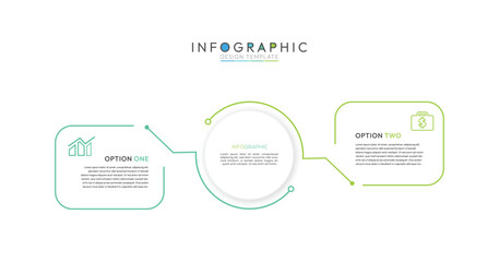 Thin line infographic template. Business concept with 2 options, step or process. Flat infographic design template. Modern vector illustration.