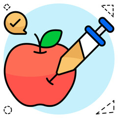 Editable design icon of injecting apple
