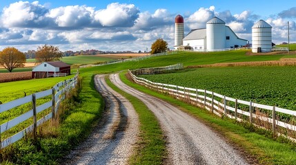 Scenic Country Road, Farm, Autumn - Rural landscapes