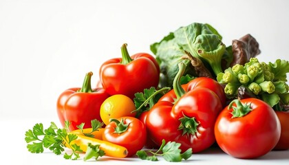 Vibrant, fresh vegetable against pure white backdrop, white background, stem