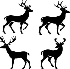 Wildlife deer icon set for forest and nature-themed branding.