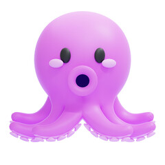 PNG 3D octopus emoji icon isolated on a white background © sonisokell