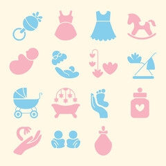 Baby and Maternity Icons set. Editable vector icon. Perfect for web and app interfaces, presentations, info graphics, etc. 
