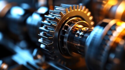 A high-resolution close-up of an intricate machine part with sharp edges and reflections