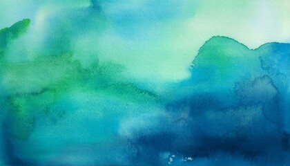 hand drawn turquoise blue green watercolor abstract background