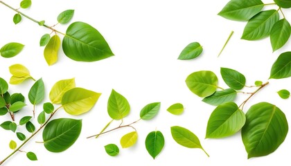 Obraz premium Vibrant green leaves, various shapes and sizes, isolated on pure white, plant life, detail