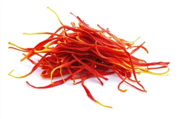 Fototapeta premium Red Saffron Threads on White Background