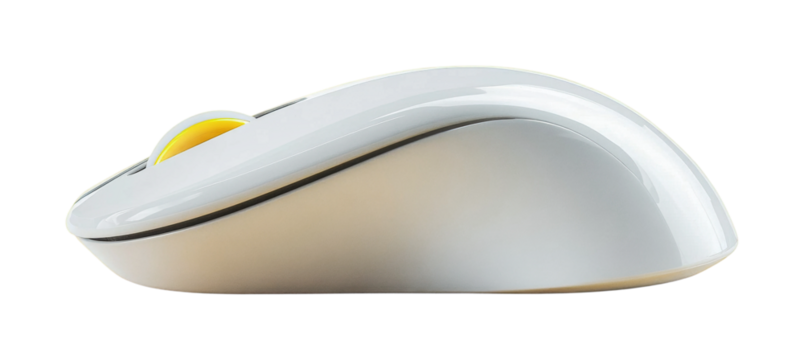 Sleek design of a modern computer mouse suitable for ergonomic use in an office environment or home workspace, cut out