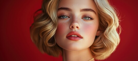 Fototapeta premium Striking portrait of a confident young woman in bold red