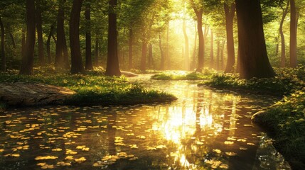 Tranquil Waterways in Golden Hour Glow