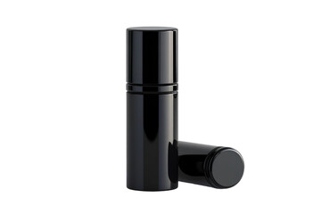 Obraz premium Close up of two black cylindrical objects with glossy finish against transparent background