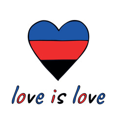 Obraz premium Colorful heart shape Polyamory pride flag Happy pride day LGBTQIA community Pride Month Vector hand drawn doodle for posters, stickers, logo, cards