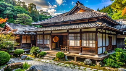 Naklejka premium Traditional Japanese House Architecture