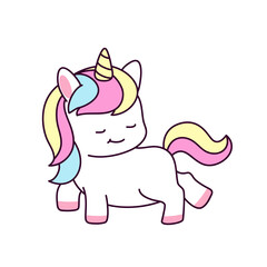 Cute and adorable unicorn character illustration
