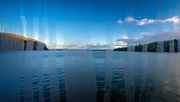 Fototapeta puget sound seen through wet window