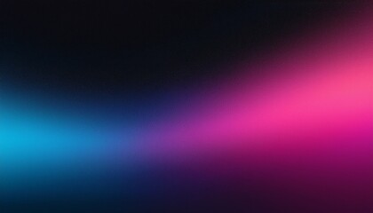 Fototapeta premium Pink blue abstract gradient on black background, copy space, noise grainy texture effect, wide banner size