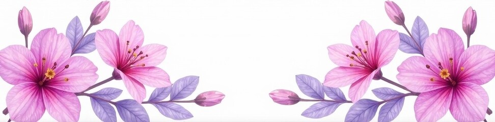 Fototapeta premium Delicate watercolor bouquet, soft purple pink blooms , hand-painted, purple