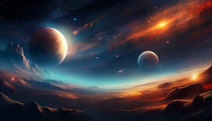 outer space background realistic illustration generative ai