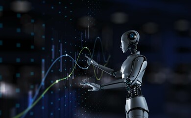 AI-Driven Data Visualization in Market Analytics. 3d render.