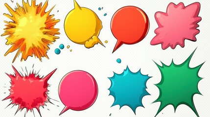 Colorful Comic Book Speech Bubbles  Pop Art Style  Design Elements